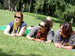 three girls sitting