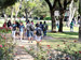 students milling about