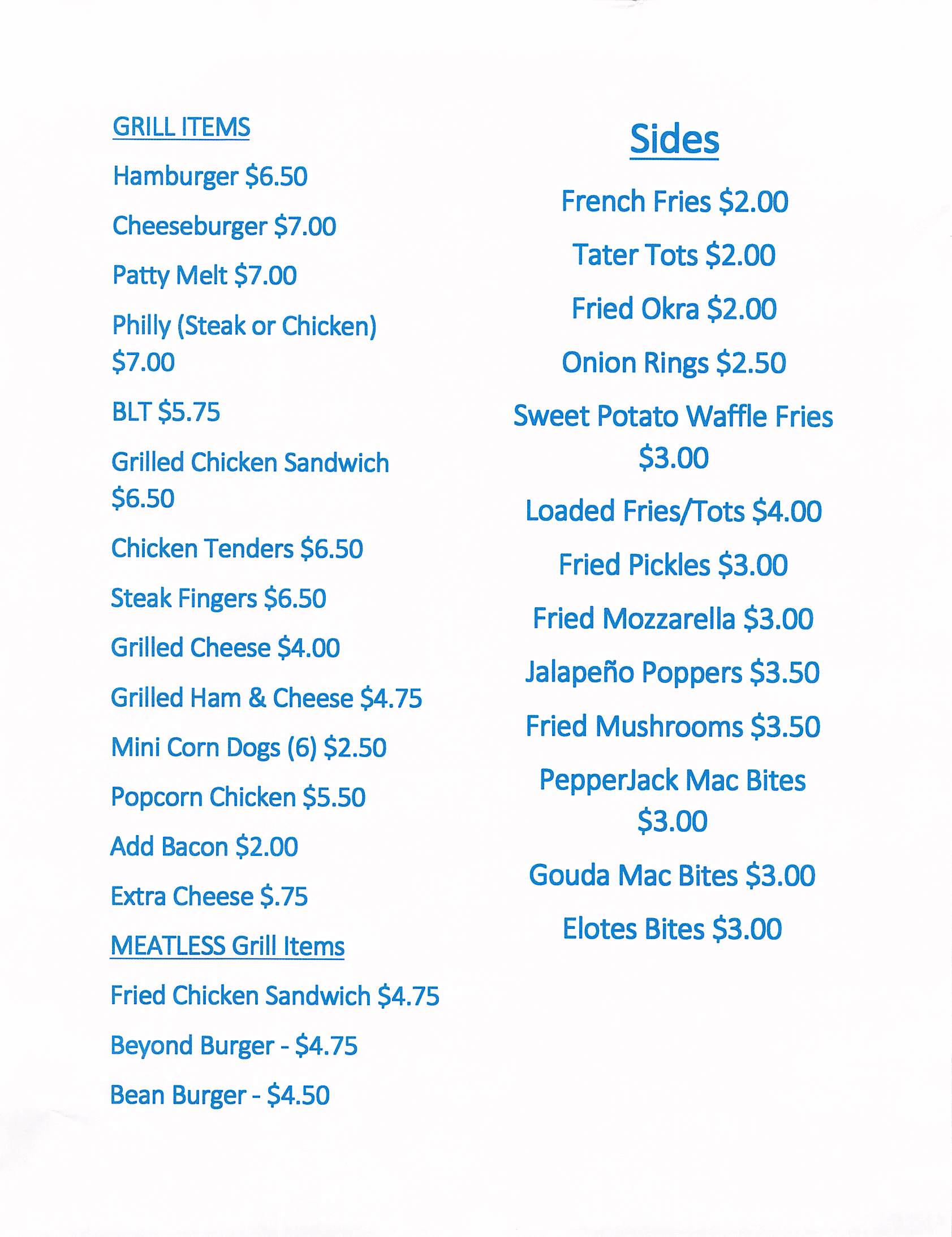 2025 ONLINE MENU