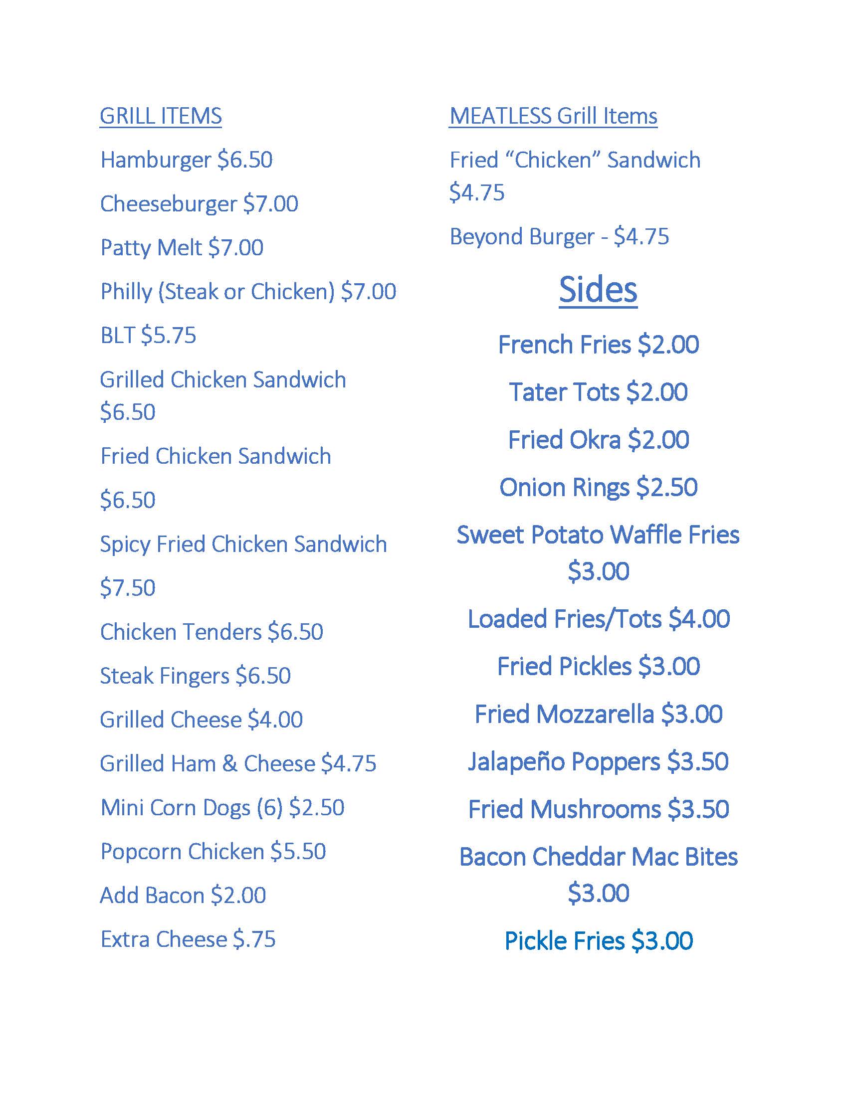 Lunch Menu