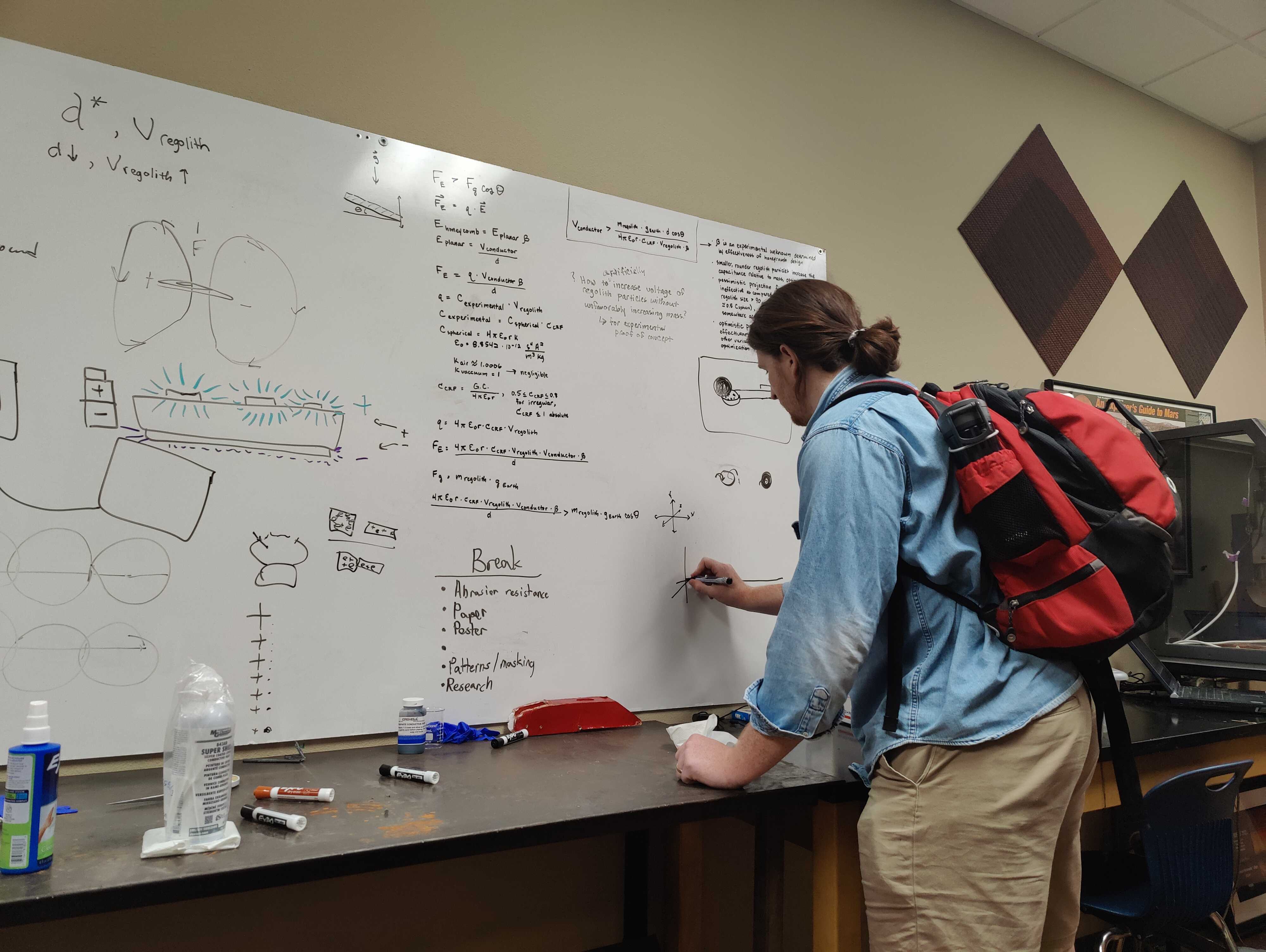 student working on whiteboard