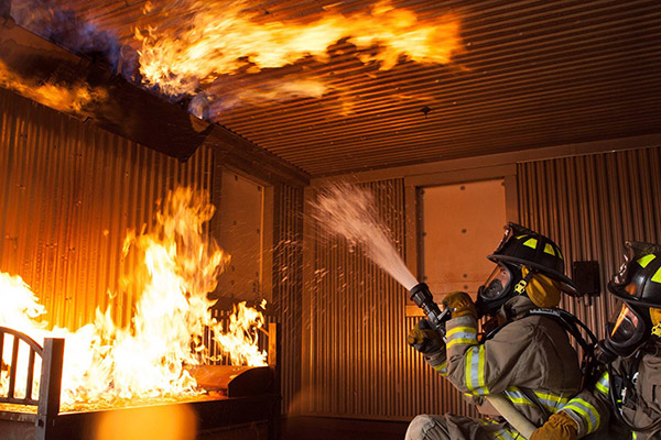 Fire fighting in action
