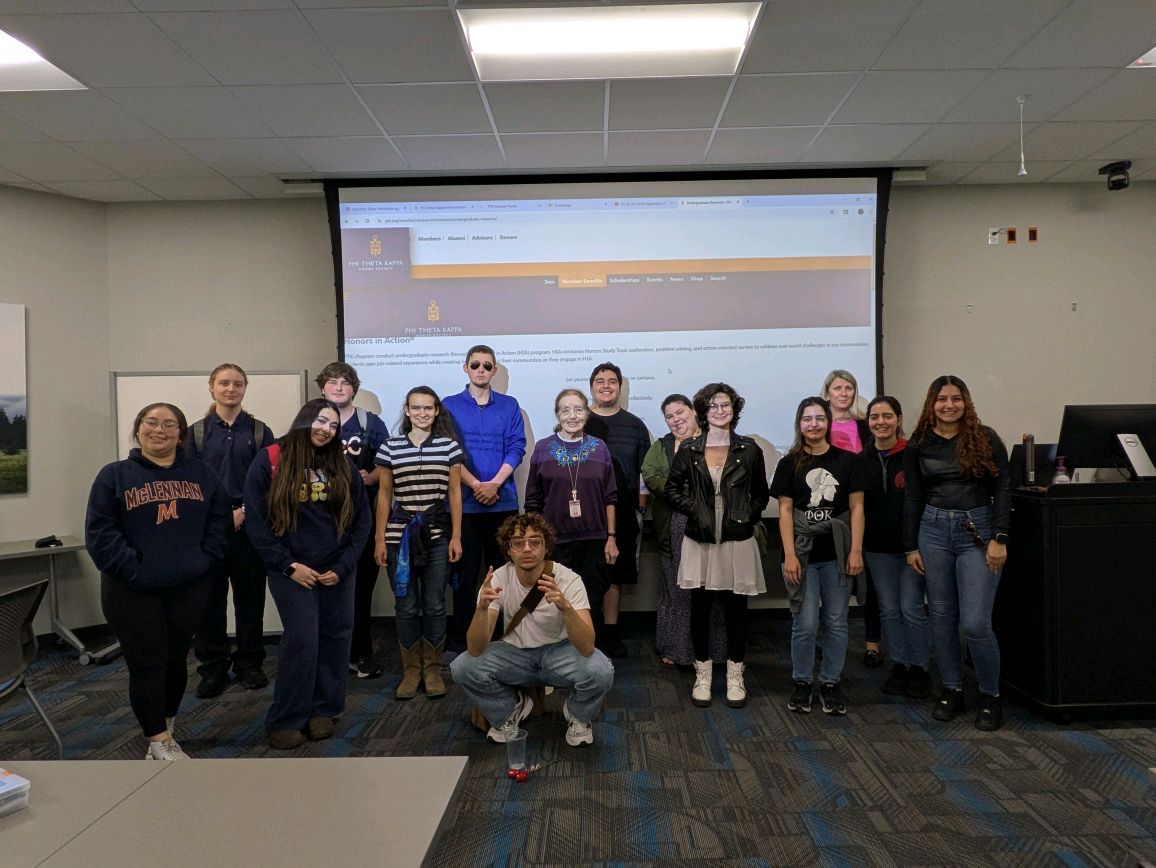 Members of MCC's Pi Chi Chapter of Phi Theta Kappa Pose of a Group Photo
