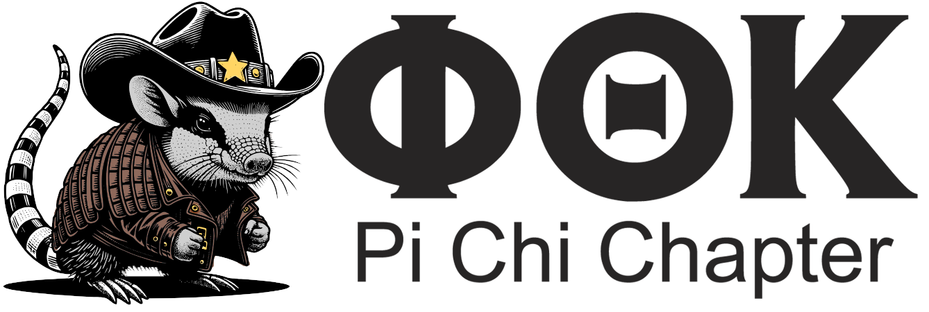 Pichi Armadillo in a cowboy hat for MCC's Pi Chi Chapter of PTK