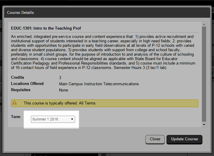 Timeline Term Selection